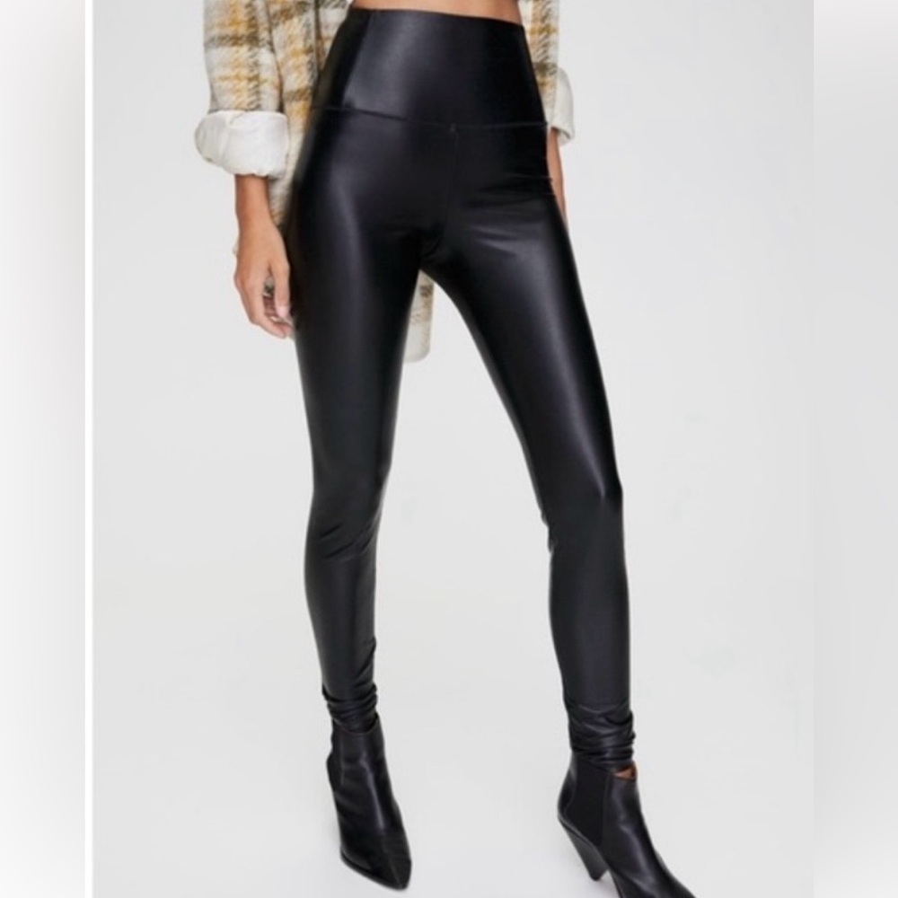 Wilfred Free for Aritzia Black Faux Leather Leggings